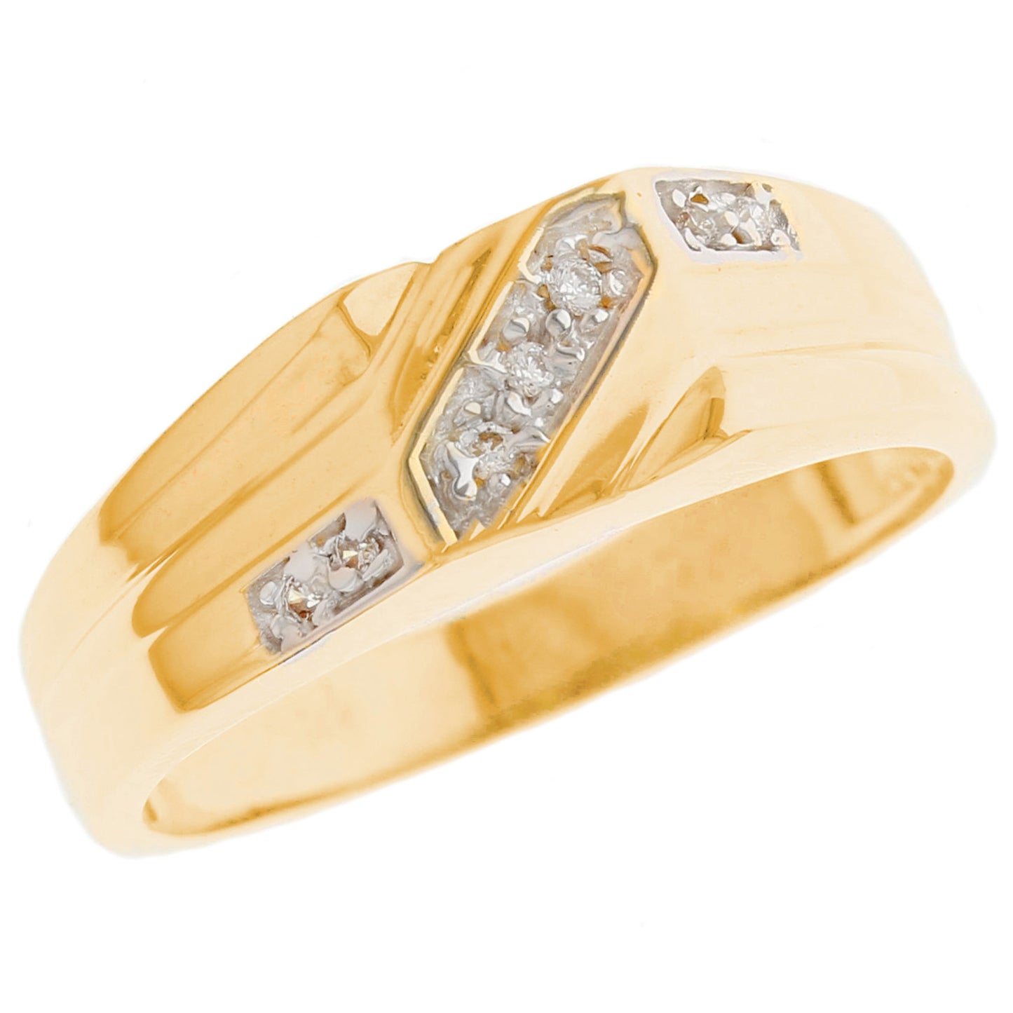 Gold Modern Diamond Mens Ring (JackAni# R13166)