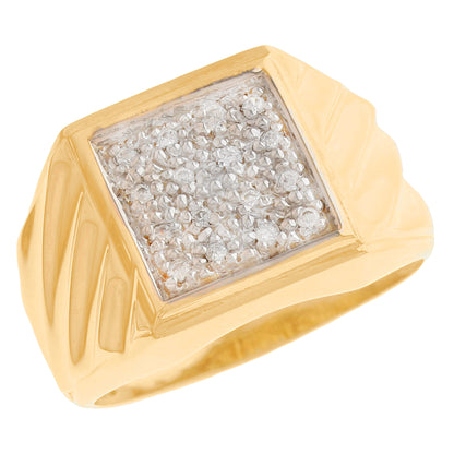 Gold Square Statement Diamond Mens Cluster Ring (JackAni# R13171)