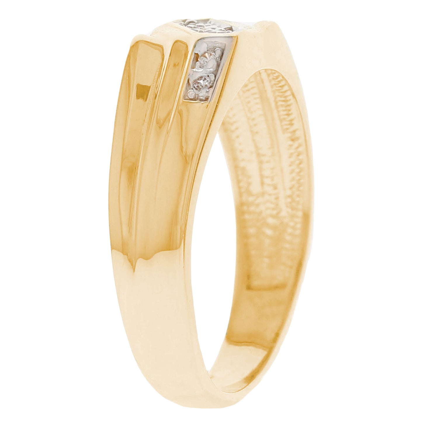 Gold Modern Diamond Mens Ring (JackAni# R13166)