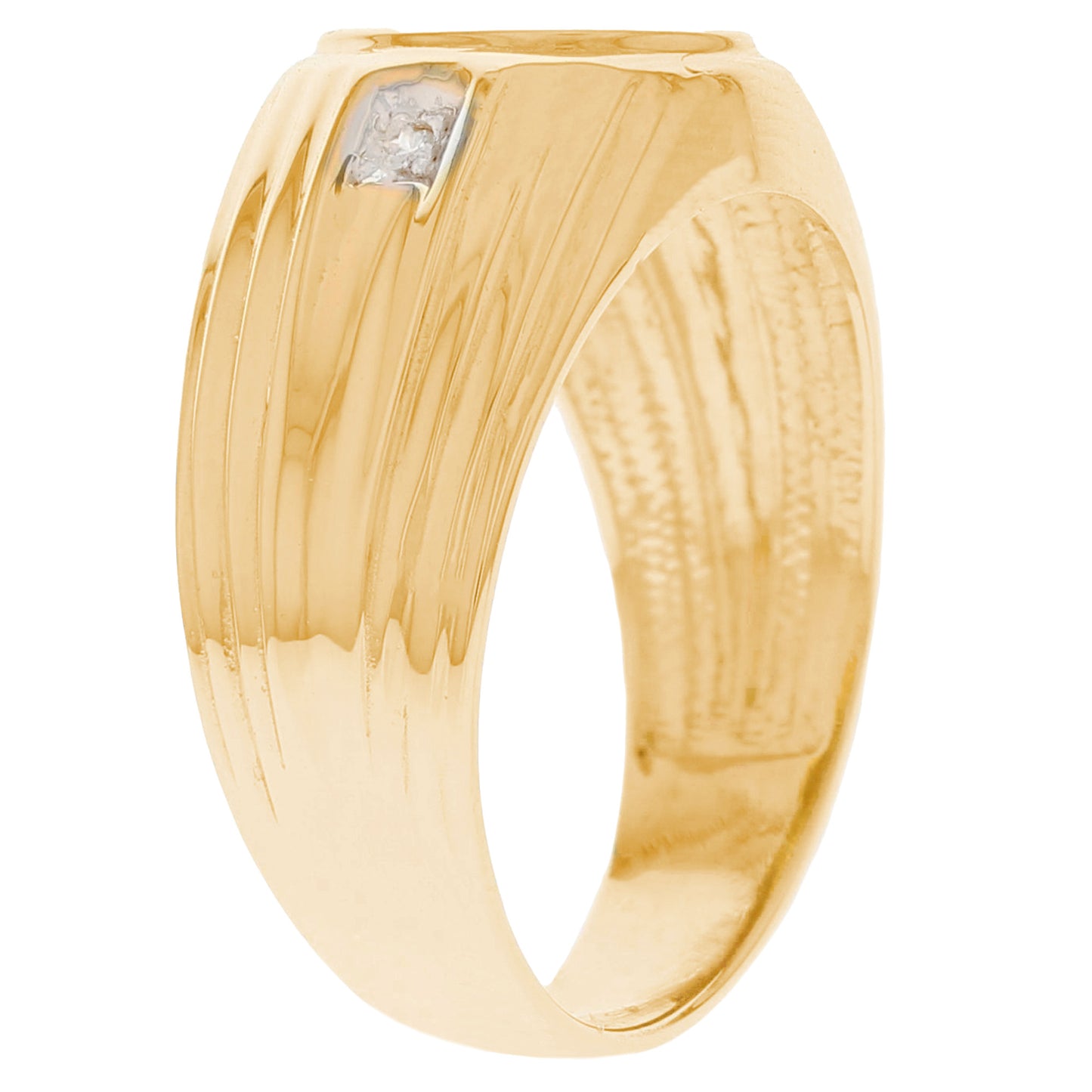 Gold Regal Oval Signet Diamond Mens Ring (JackAni# R13165)