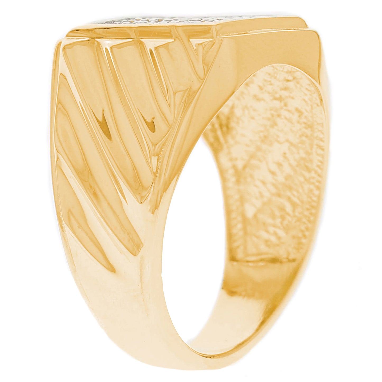 Gold Square Statement Diamond Mens Cluster Ring (JackAni# R13171)