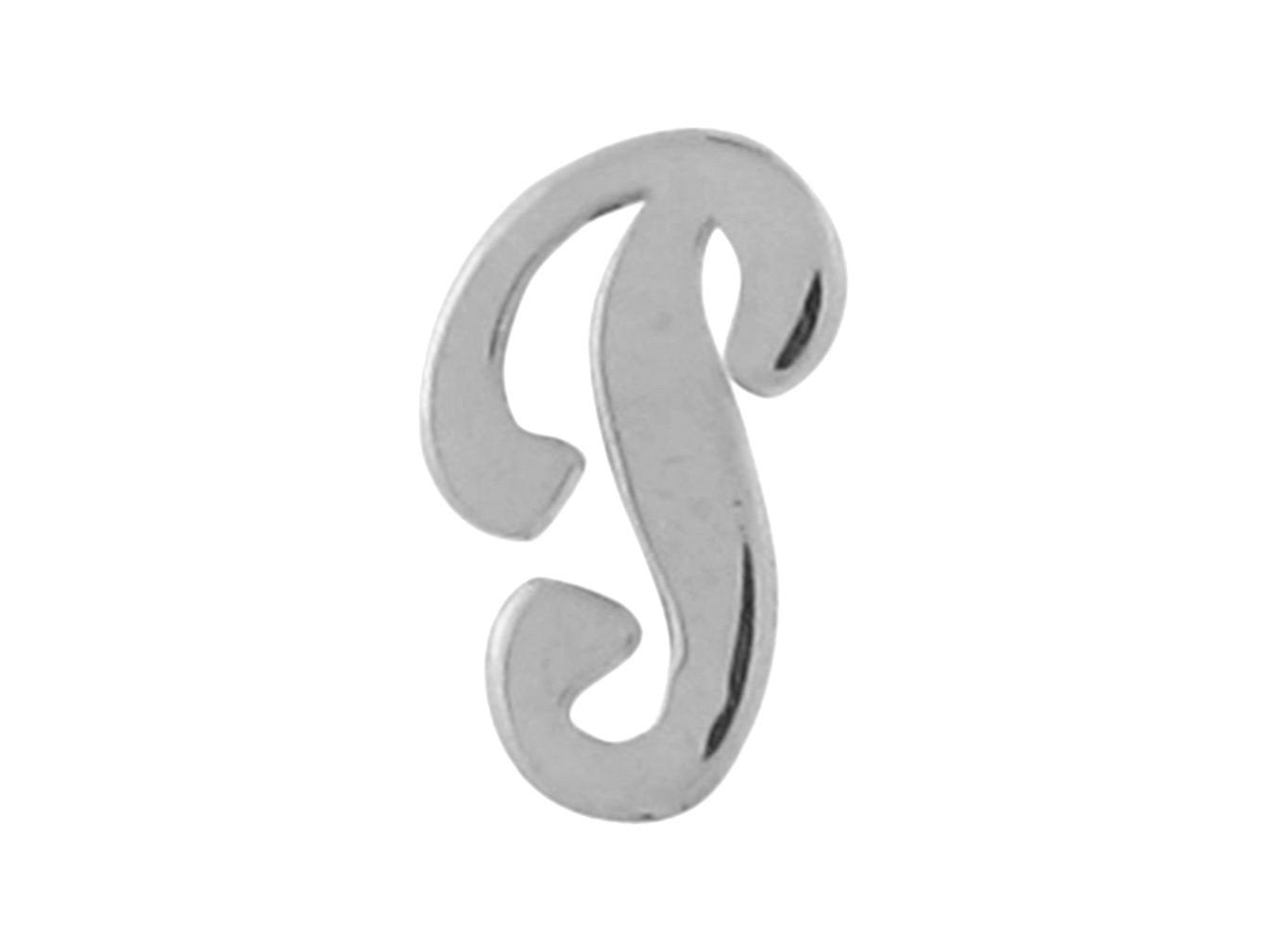 White Gold Girls Initial Letter Single Petite Post Earring (JackAni# E9287)