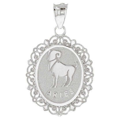 Oval Zodiac Filigree Pendants (JackAni# P12250)