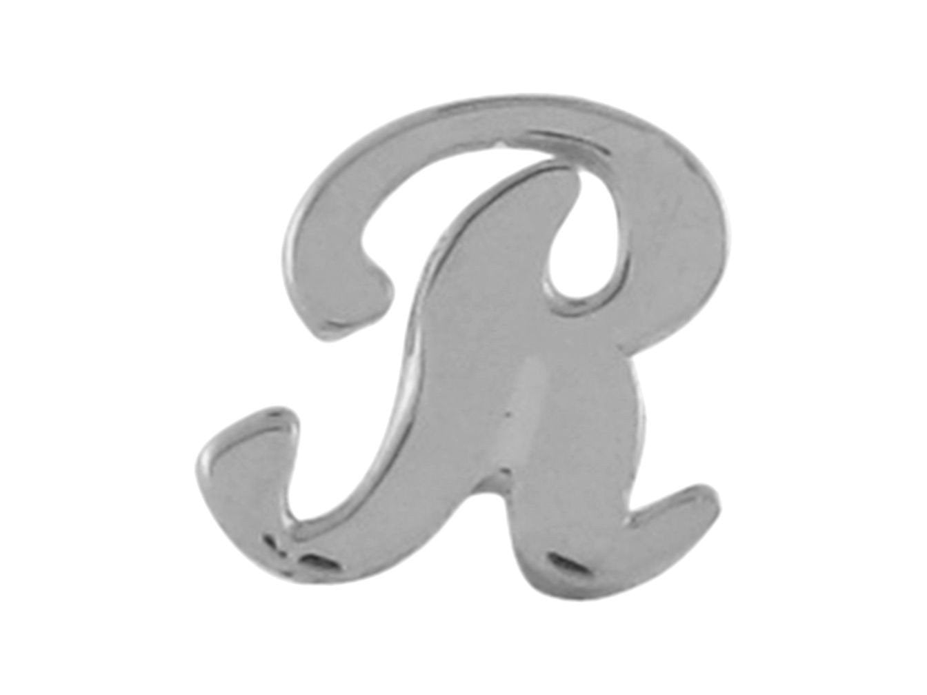 White Gold Girls Initial Letter Single Petite Post Earring (JackAni# E9287)