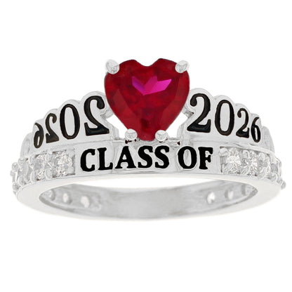 Gold Simulated Birthstone Women's Graduation Ring (JackAni# R11597)