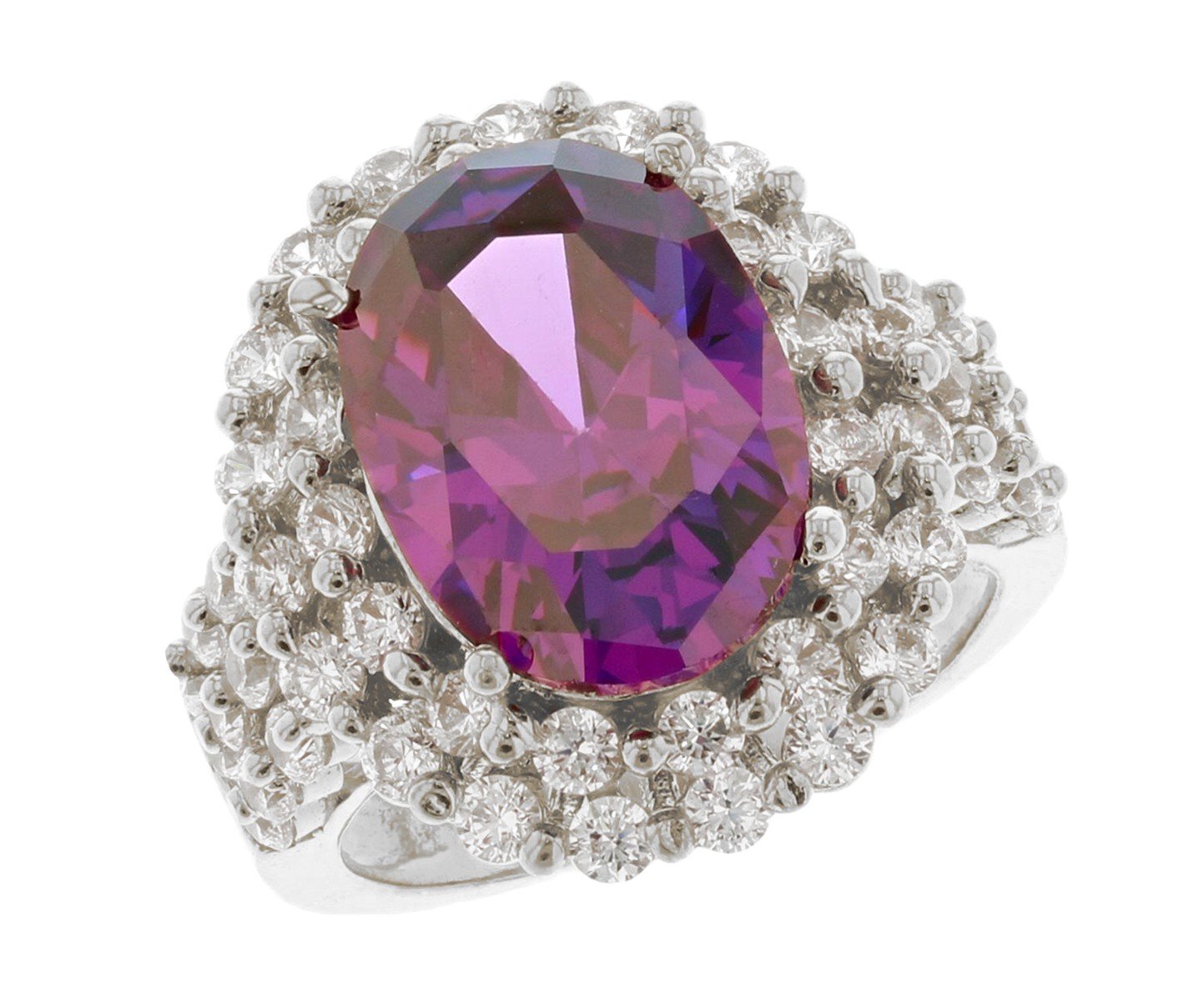 Gold Purple Simulated Alexandrite Womens Birthstone Ring (JackAni# R11574)