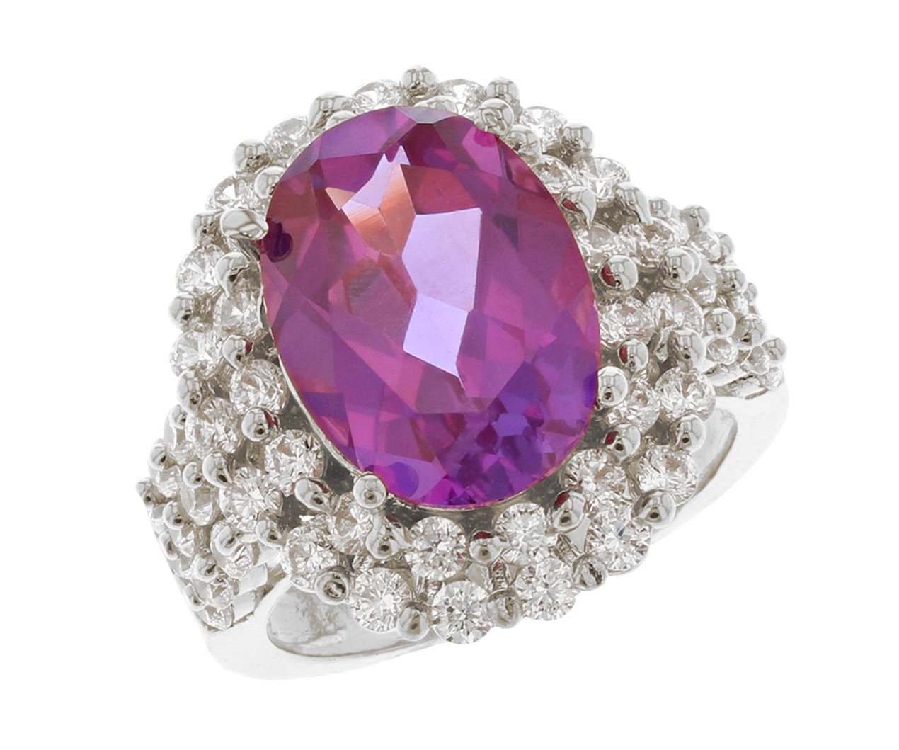 Gold Purple Simulated Alexandrite Womens Birthstone Ring (JackAni# R11574)