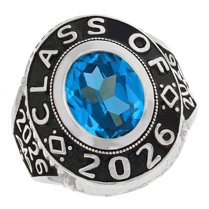 Gold Red Simulated Garnet Mens Birthstone Graduation January Ring (JackAni# R2516)
