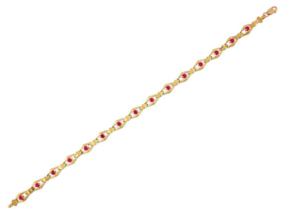 Gold Red Ruby Womens Birthstone July Bracelet (JackAni# B10658)