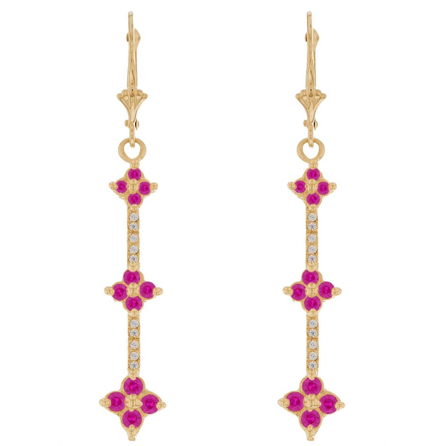 Gold Long Chandelier White CZ Womens Cluster Earring (JackAni# E08151)