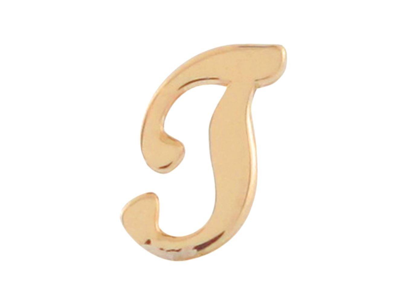 Yellow Gold Girls Initial Letter Single Petite Post Earring (JackAni# E9287)