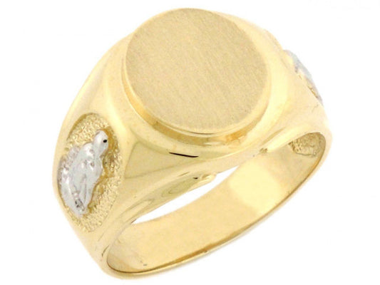 Gold Mens Religious Signet Guadalupe Ring (JackAni# R2038)