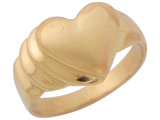 Gold Womens Signet Love Heart Ring (JackAni# R10367)
