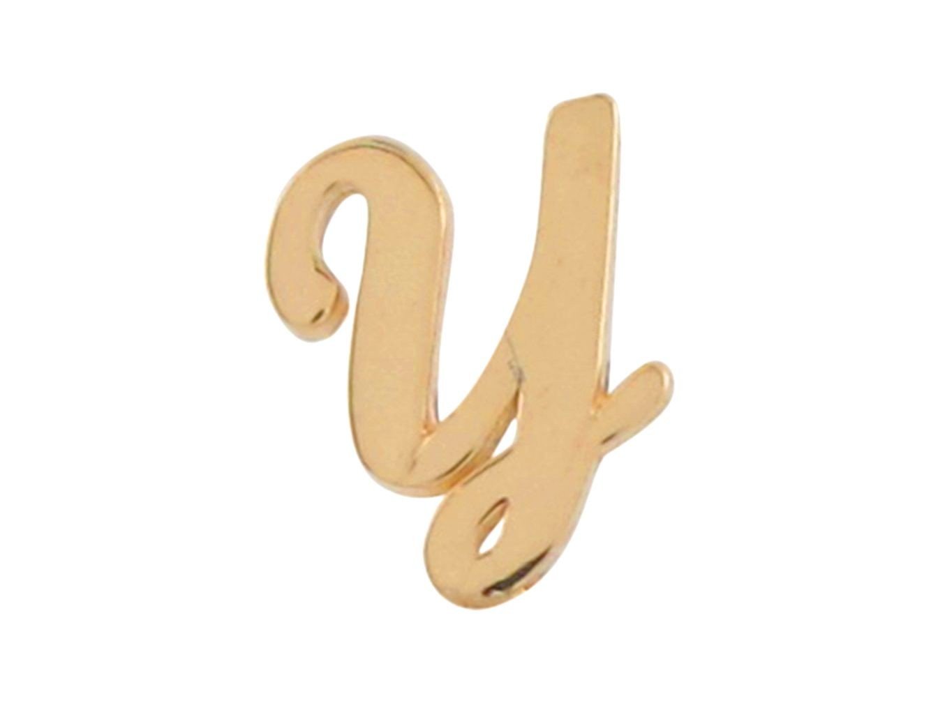 Yellow Gold Girls Initial Letter Single Petite Post Earring (JackAni# E9287)