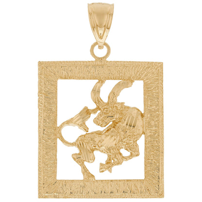 Square Diamond Cut Zodiac Pendant (JackAni# P12628)