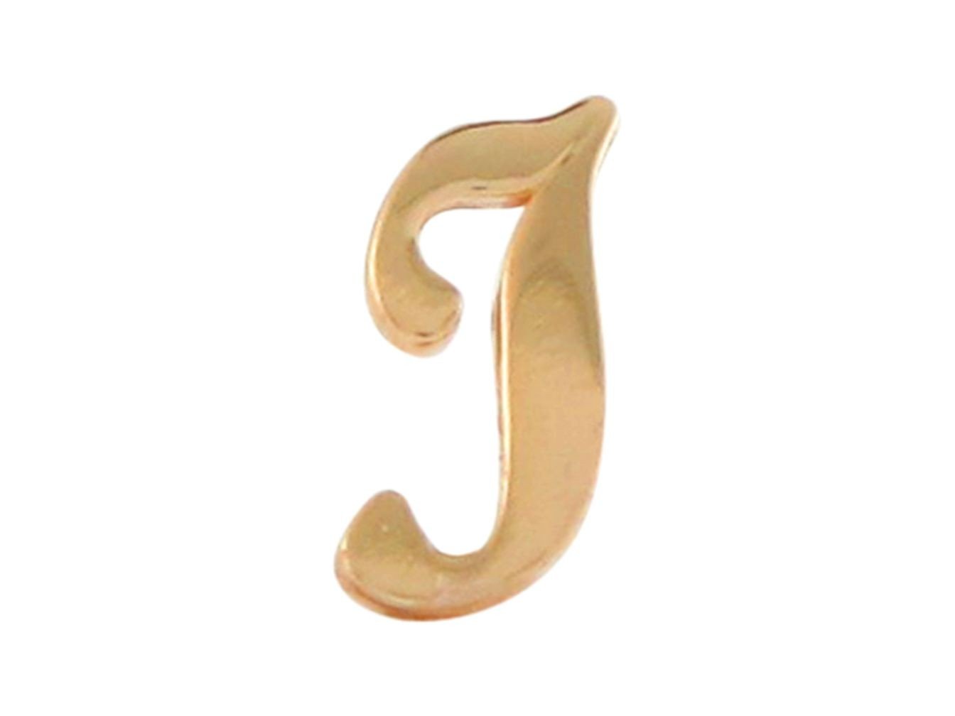 Yellow Gold Girls Initial Letter Single Petite Post Earring (JackAni# E9287)