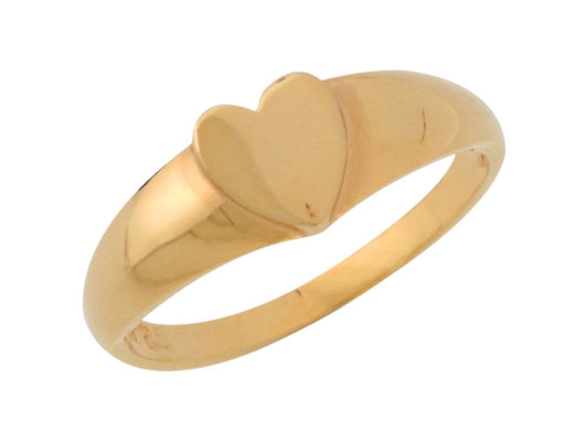Gold Womens Signet Love Heart Ring (JackAni# R8962)