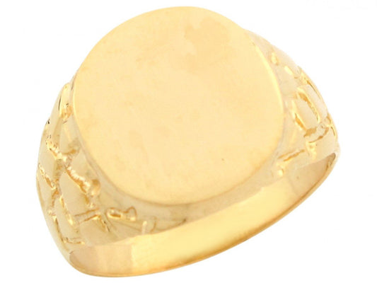 Gold Mens Nugget Signet Ring (JackAni# R6627)