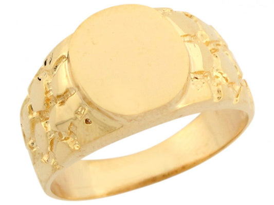 Gold Mens Nugget Signet Ring (JackAni# R6631)
