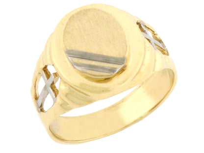 Gold Mens Signet Religious Cross Ring (JackAni# R2035)