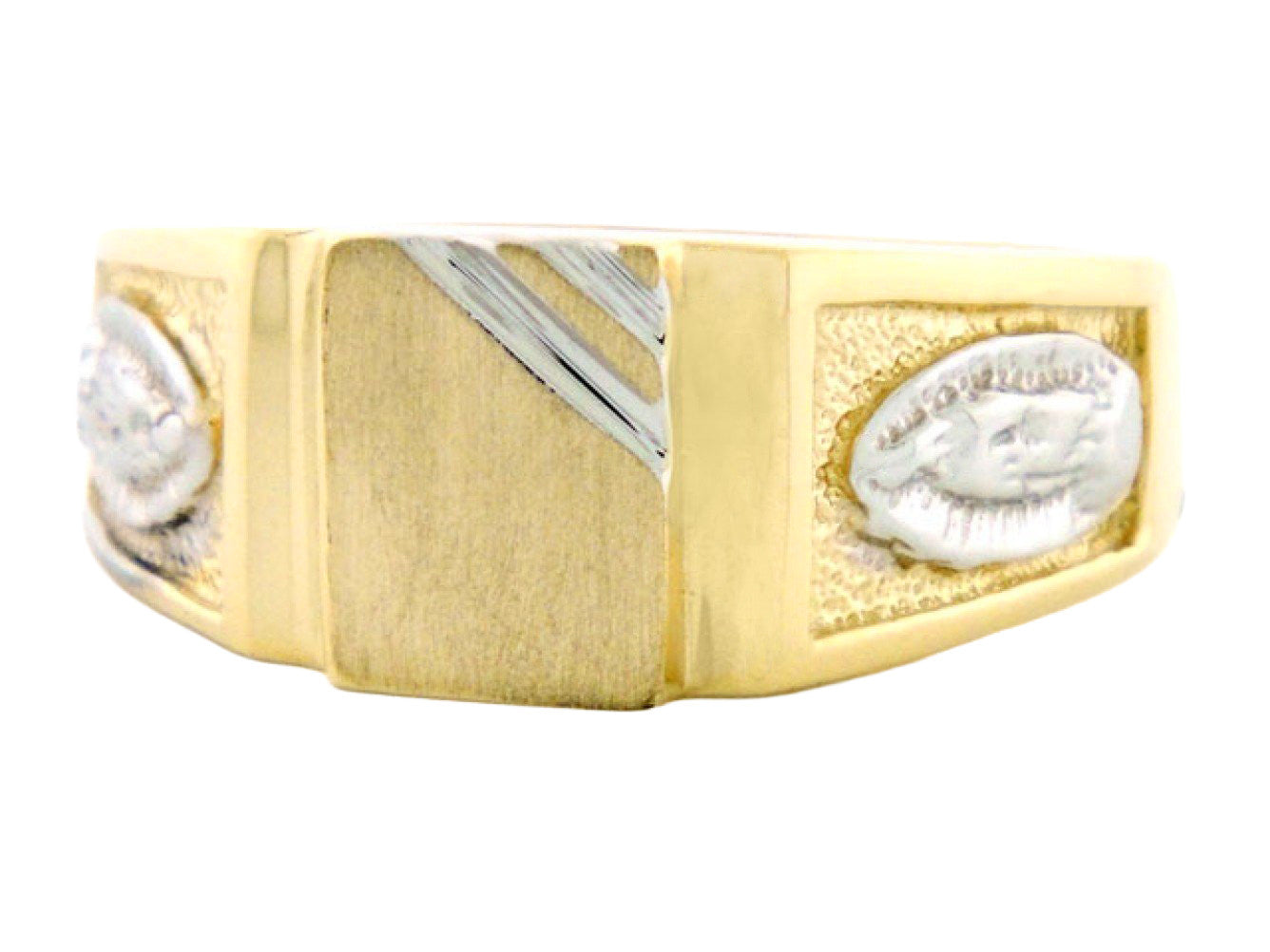 Gold St Mary Mens Religious Signet Guadalupe Ring (JackAni# R2034)