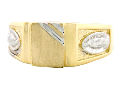 Gold St Mary Mens Religious Signet Guadalupe Ring (JackAni# R2034)