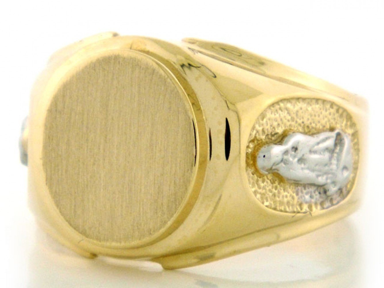 Gold Mens Religious Signet Guadalupe Ring (JackAni# R2038)