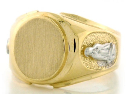 Gold Mens Religious Signet Guadalupe Ring (JackAni# R2038)
