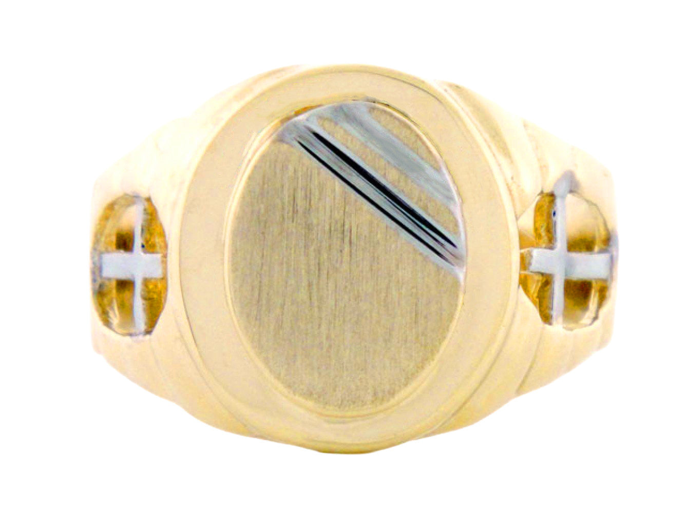 Gold Mens Signet Religious Cross Ring (JackAni# R2035)