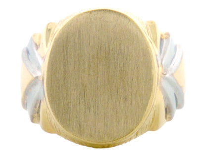 Gold Oval Signet Mens Ring (JackAni# R2033)