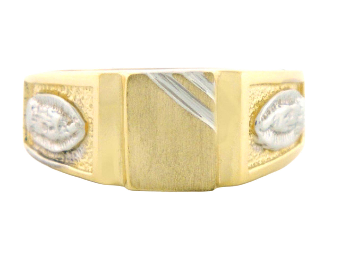 Gold St Mary Mens Religious Signet Guadalupe Ring (JackAni# R2034)