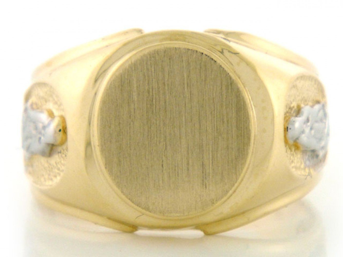 Gold Mens Religious Signet Guadalupe Ring (JackAni# R2038)