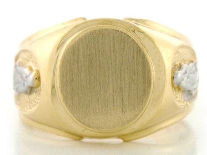 Gold Mens Religious Signet Guadalupe Ring (JackAni# R2038)
