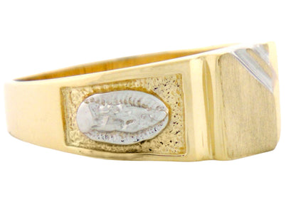 Gold St Mary Mens Religious Signet Guadalupe Ring (JackAni# R2034)