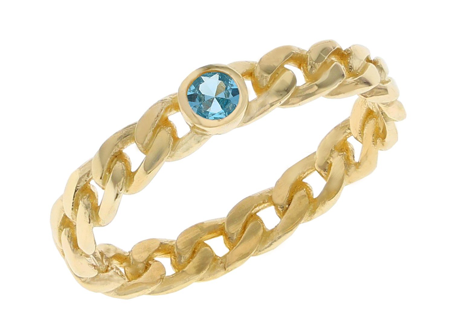 Gold Impressive Chain Link Design Birthstone Ring (JackAni# R11641)