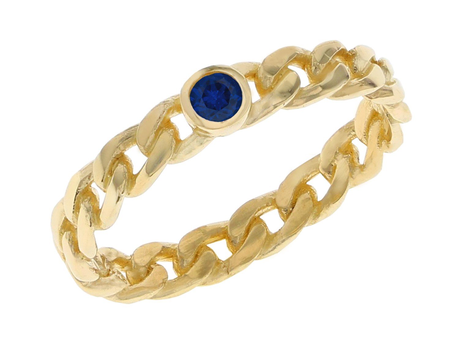 Gold Impressive Chain Link Design Birthstone Ring (JackAni# R11641)