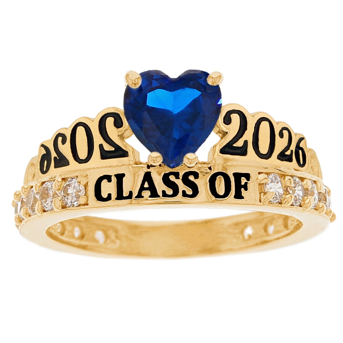 Gold Simulated Birthstone Women's Graduation Ring (JackAni# R11597)