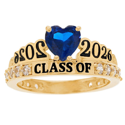 Gold Simulated Birthstone Women's Graduation Ring (JackAni# R11597)