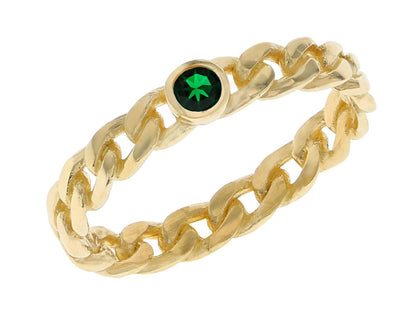 Gold Impressive Chain Link Design Birthstone Ring (JackAni# R11641)