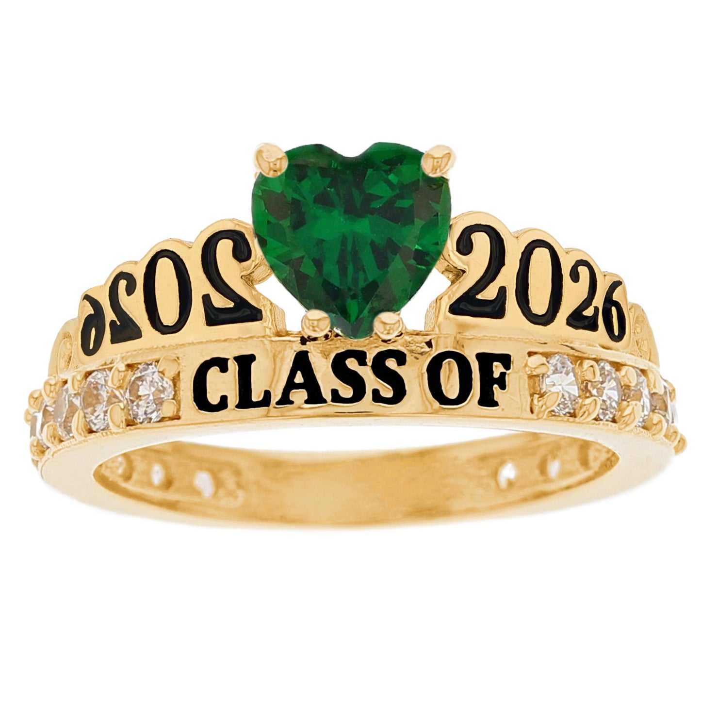 Gold Simulated Birthstone Women's Graduation Ring (JackAni# R11597)