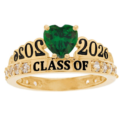 Gold Simulated Birthstone Women's Graduation Ring (JackAni# R11597)