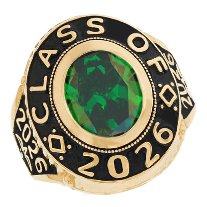 Gold Red Simulated Garnet Mens Birthstone Graduation January Ring (JackAni# R2516)