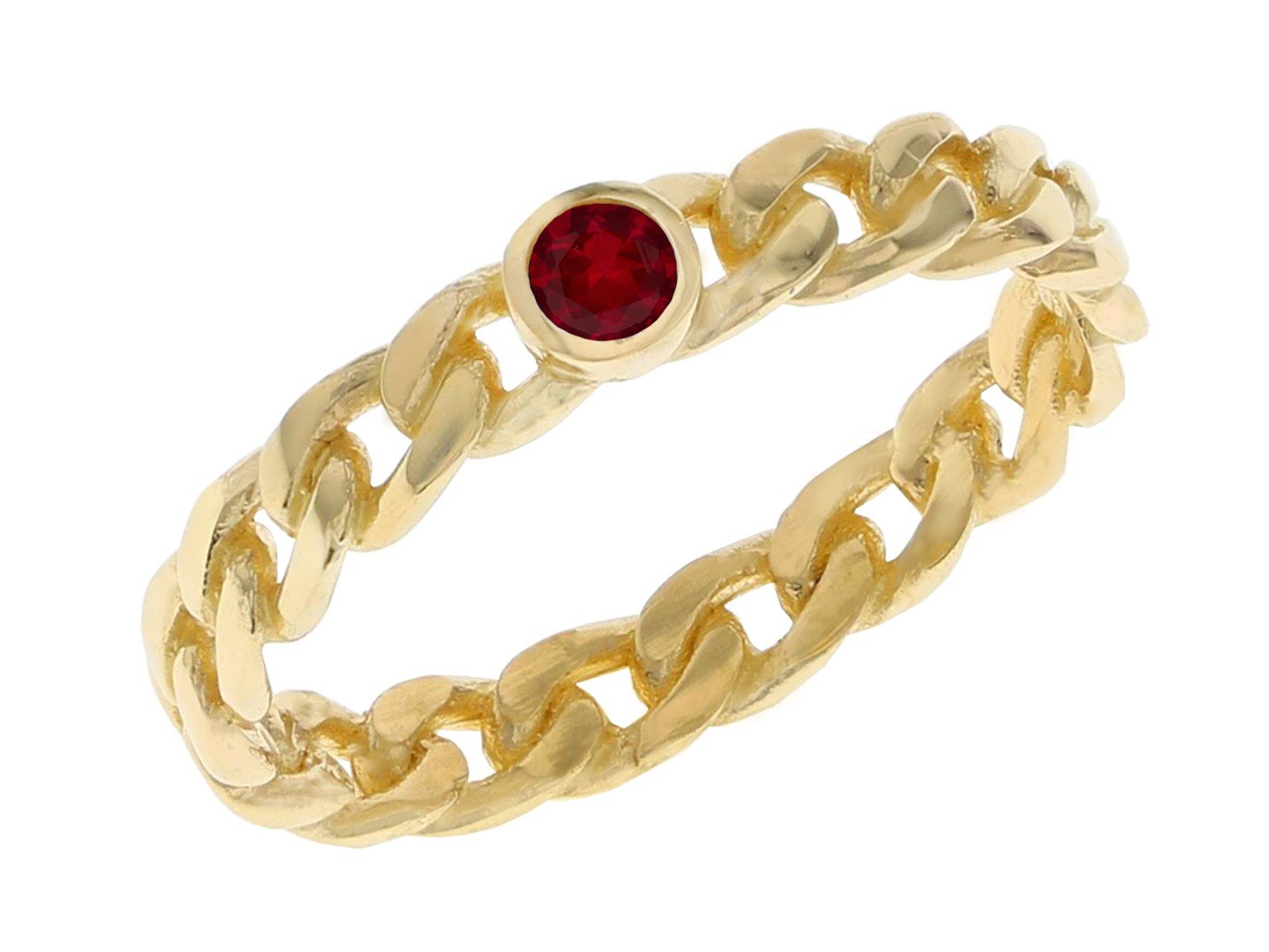 Gold Impressive Chain Link Design Birthstone Ring (JackAni# R11641)