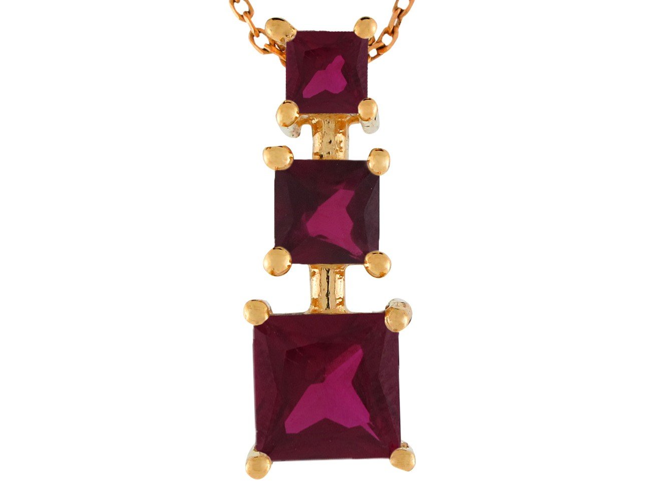 Gold Simulated Birthstone Three Stone Pendant (JackAni# P9850)