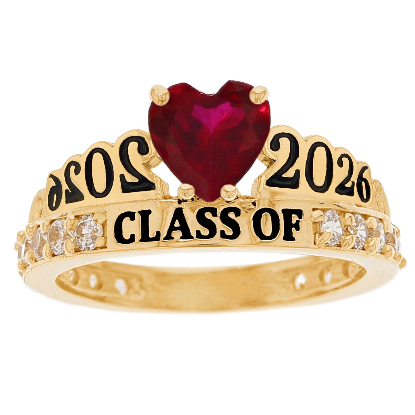 Gold Simulated Birthstone Women's Graduation Ring (JackAni# R11597)