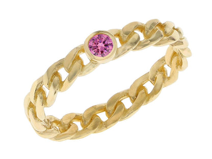 Gold Impressive Chain Link Design Birthstone Ring (JackAni# R11641)