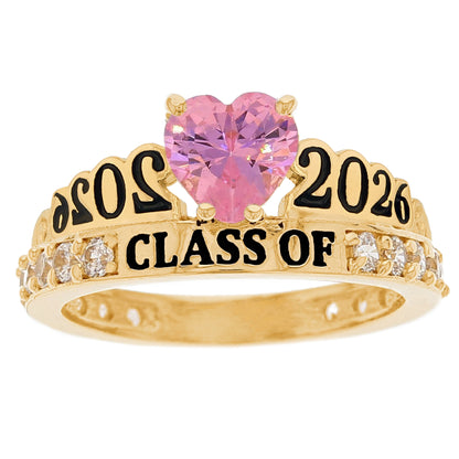 Gold Simulated Birthstone Women's Graduation Ring (JackAni# R11597)