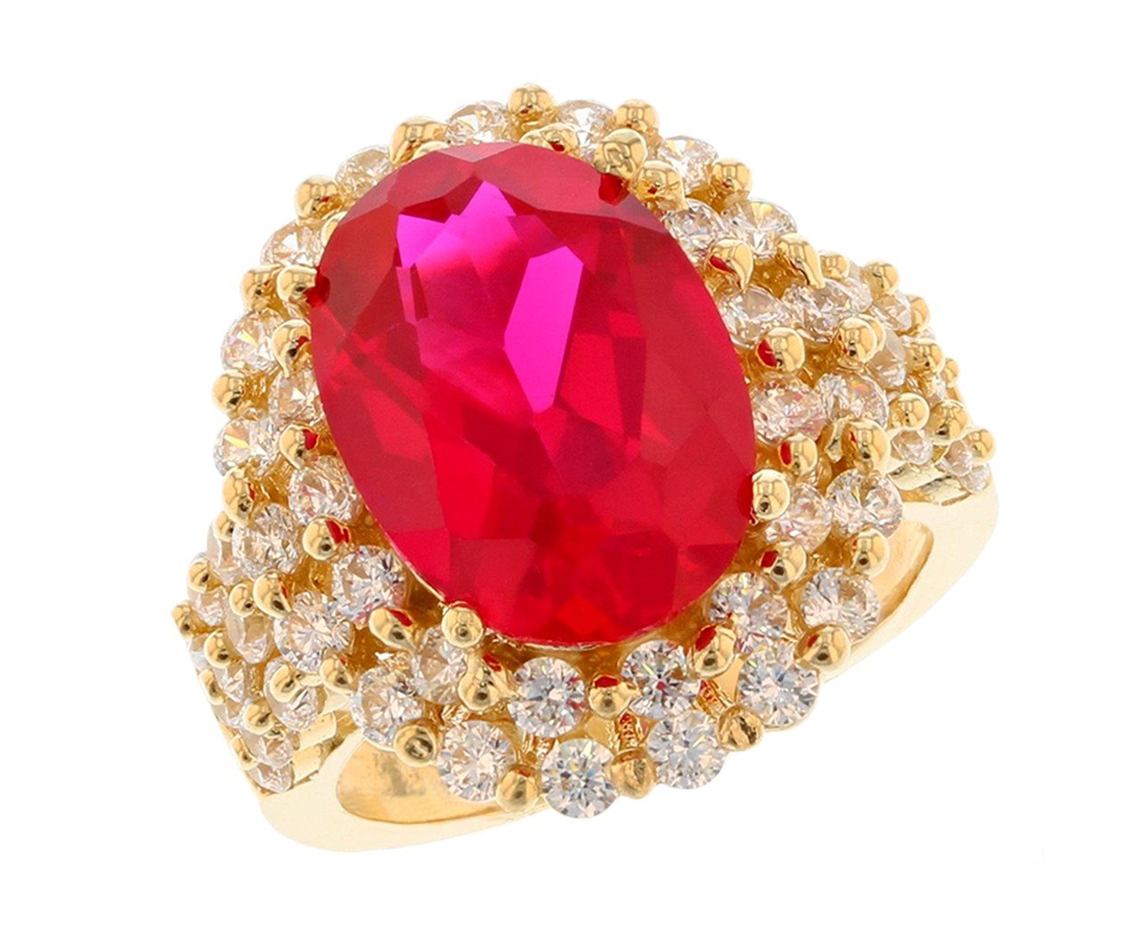 Gold Purple Simulated Alexandrite Womens Birthstone Ring (JackAni# R11574)