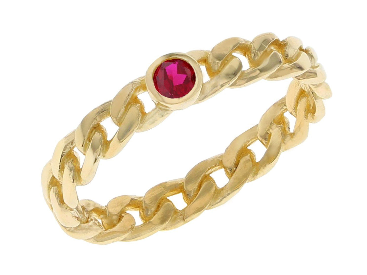 Gold Impressive Chain Link Design Birthstone Ring (JackAni# R11641)