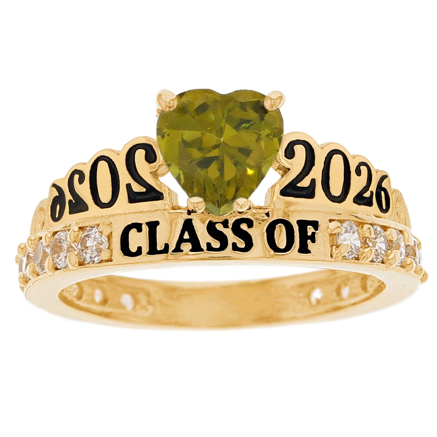 Gold Simulated Birthstone Women's Graduation Ring (JackAni# R11597)